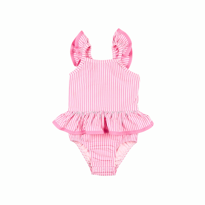 Pink Seersucker Swimsuit