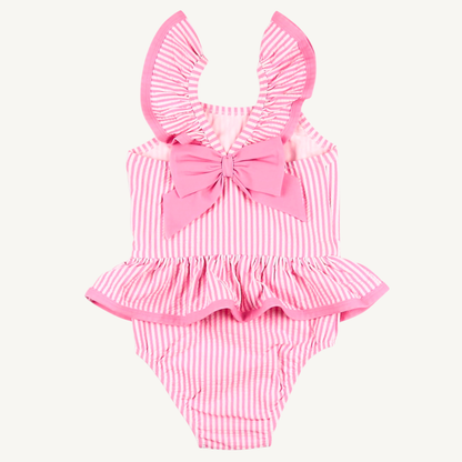 The Oahu Pink Seersucker Swimsuit