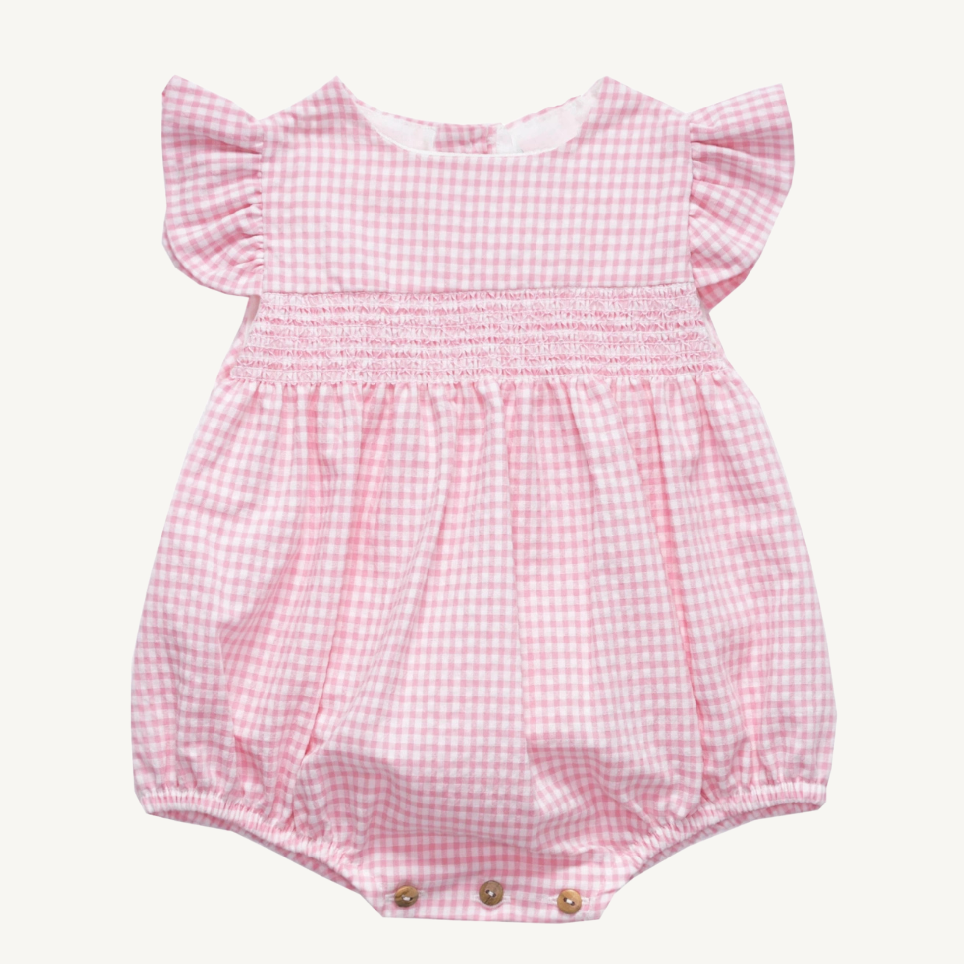 The Palm Gardens Seersucker Smocked Romper
