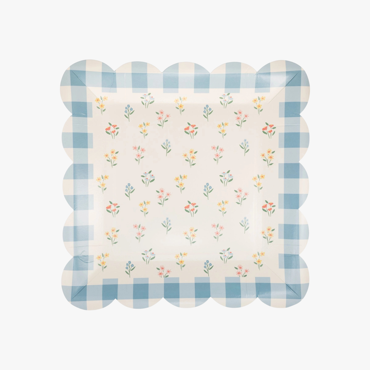 The Easter Tiny Floral Gingham Plates