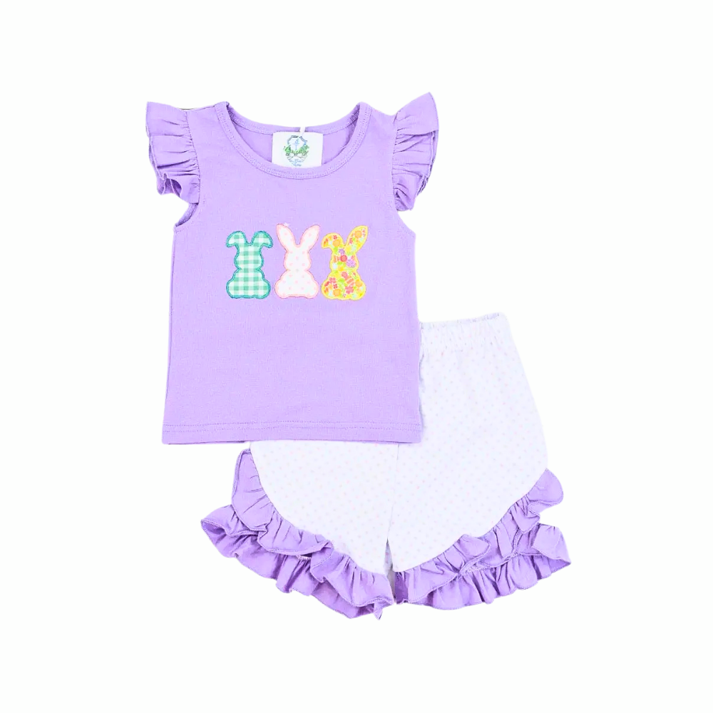 Girl Purple Trio Bunny Short Set