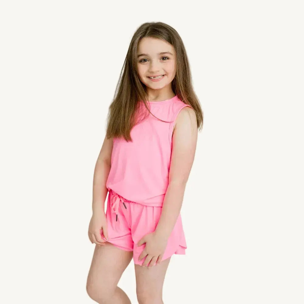 Light pink butterfly shorts that are comfortable and cute for athletic girls.