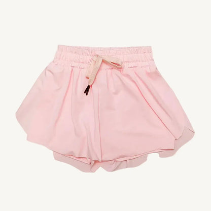 Light pink butterfly shorts that are comfortable and cute for athletic girls.